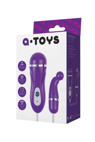 Фиолетовый вибростимулятор с загнутым кончиком A-toys 
