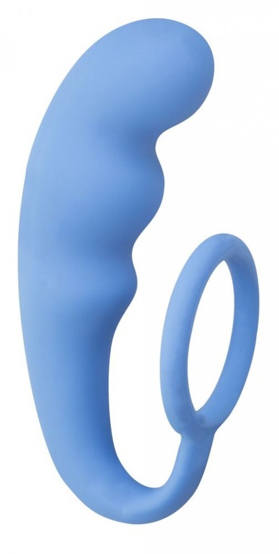 Голубое эрекционное кольцо с анальным стимулятором Mountain Range Anal Plug Lola Games (нежно-голубой) 