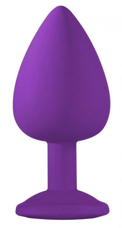 Большая фиолетовая анальная пробка Emotions Cutie Large с голубым кристаллом - 10 см. Lola Games (нежно-голубой) 