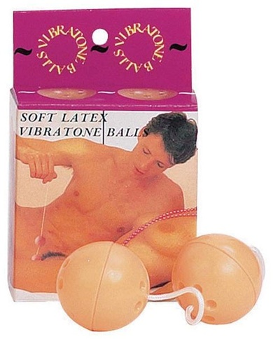 Вагинальные шарики со смещенным центром тяжести SOFT LATEX VIBRATONE BALL Seven Creations (бежевый) 