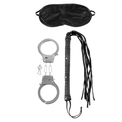 Набор для эротических игр Lover's Fantasy Kit - наручники, плетка и маска PipeDream (черный с серебристым) 