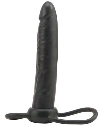 Чёрная насадка на пенис для анальной стимуляции WHATA MAN - 16 см. Seven Creations (черный) 