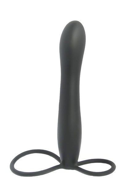 Черная насадка на пенис для двойной стимуляции Mojo BlackJack - 15 см. Seven Creations (черный) 