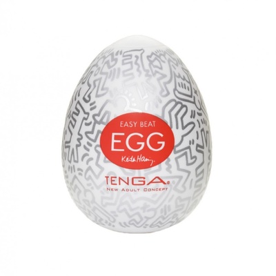Мастурбатор-яйцо Keith Haring EGG PARTY Tenga (белый) 