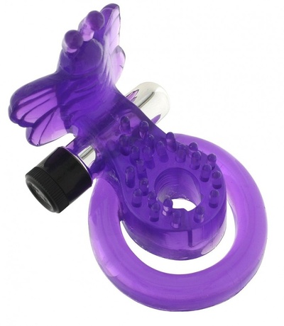 Эрекционное кольцо с вибрацией COCK&BALL RING BUTTERFLY JELLY VIBE Seven Creations (фиолетовый) 