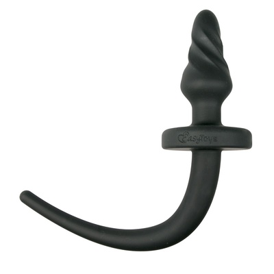 Черная витая анальная пробка Dog Tail Plug с хвостом EasyToys (черный) 