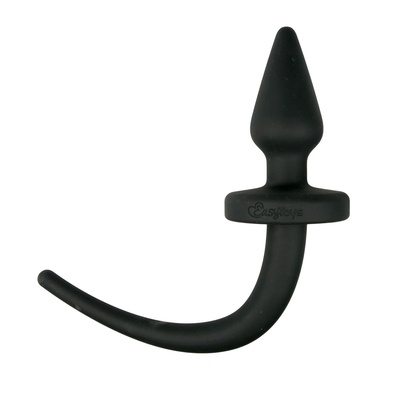 Черная пробка-конус Dog Tail Plug с хвостом EasyToys (черный) 