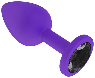 Фиолетовая анальная пробка с черным стразом 9,2 см Vandersex 134362-SM (фиолетовый) 