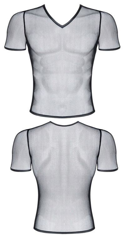 Мужская футболка из эластичной сетки с V-образной горловиной Demoniq 156824-SM (черный) 