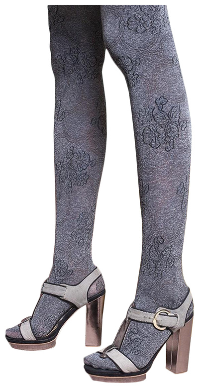 Фантазийные колготки Fiona с крупным цветочным узором Gabriella 88773-SM (серый; черный) 