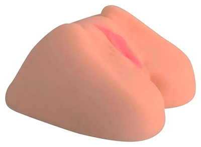 Телесная вагина с розовыми губками и двумя отверстиями SHEQU (бежевый) 