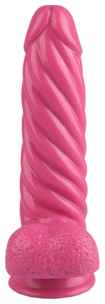 Розовый реалистичный винтообразный фаллоимитатор на присоске 21 см Сумерки богов 