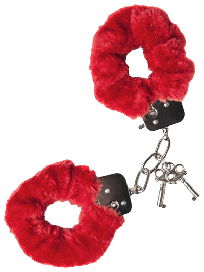 Красные меховые наручники с металлическим крепежом Сумерки Богов Красные меховые наручники с металлическим крепежом красный Штучки-дрючки (красный; серебристый) 