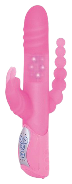 Розовый вибратор-кролик с анальным отростком E-RABBIT TRIPLE PLAY 19 см Seven Creations 