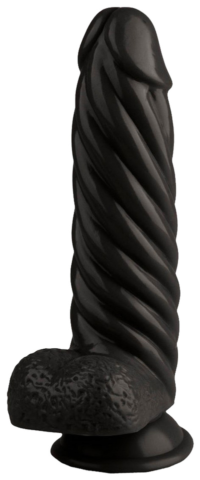Черный реалистичный винтообразный фаллоимитатор на присоске - 21 см. Сумерки Богов Черный реалистичный винтообразный фаллоимитатор на присоске - 21 см. черный Сумерки богов 