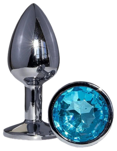 Анальная втулка Oyo металлическая с голубым кристаллом (голубой) 
