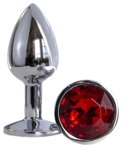 Анальная втулка Oyo с красным кристаллом серебристая (красный) 