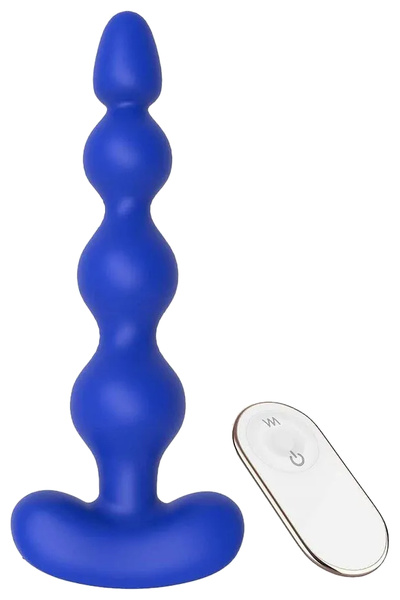 Анальная виброелочка Dream Toys Remote Anal Bead с пультом ДУ синяя (синий) 