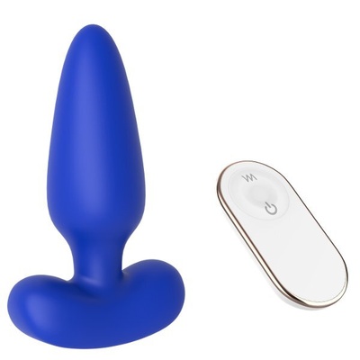 Синяя анальная пробка с пультом ДУ Remote Anal Plug 12 см синий Dream Toys 