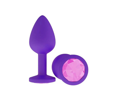 Фиолетовая силиконовая пробка с розовым кристаллом 7 см розовый Главсексмаг (фиолетовый) 