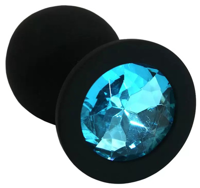 Черная силиконовая пробка с голубым кристаллом 7 см голубой Главсексмаг (черный) 