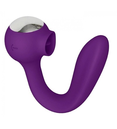 Фиолетовый универсальный вибратор Drago с язычком - 18,3 см., фиолетовый САТИСФАКЕР 