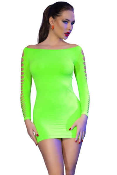 Бесшовное неоновое мини-платье с длинными рукавами, лаймовый CHILIROSE (зеленый) 