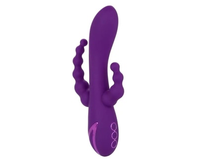 Фиолетовый вибромассажер-кролик Long Beach Bootylicious с анальной цепочкой, фиолетовый California Exotic Novelties 