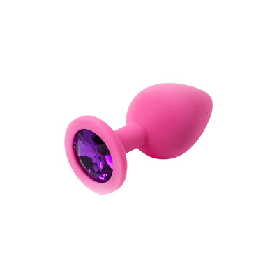 Розовая силиконовая пробка 4sexdreaM с фиолетовым кристаллом 8,2 см (розовый) 