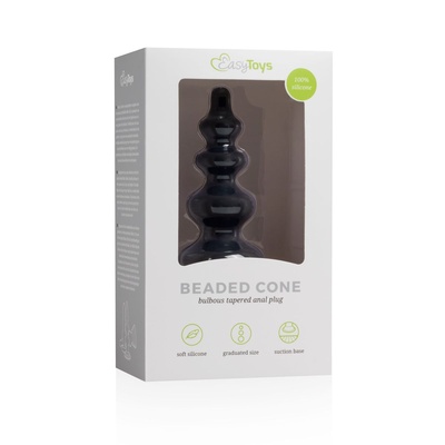 Анальная ёлочка EDC Wholesale Beaded Cone фигурная 13,5 см черная (черный) 