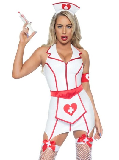Эротик костюм JSY Sexy Lingerie Медсеcтры, р-р 42-46 RU (белый; красный) 