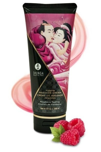 Массажный крем для тела с ароматом малины Raspberry feeling - 200 мл. Shunga 