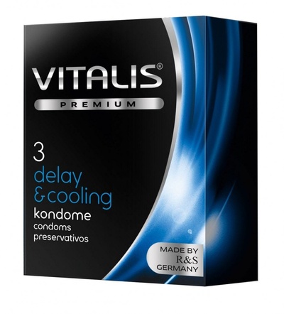 Презервативы VITALIS PREMIUM delay & cooling с охлаждающим эффектом - 3 шт. (прозрачный) 