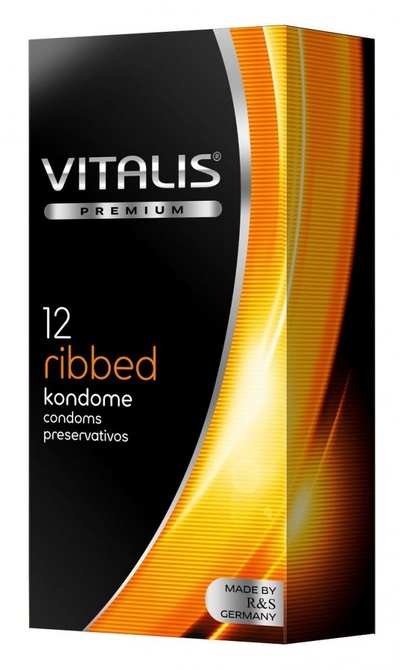 Ребристые презервативы VITALIS PREMIUM ribbed - 12 шт. (прозрачный) 