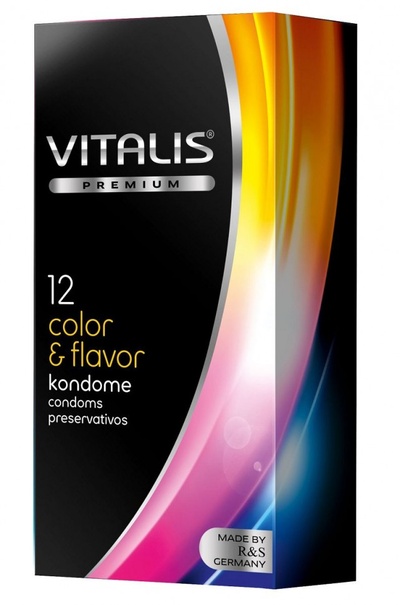 Цветные ароматизированные презервативы VITALIS PREMIUM color & flavor - 12 шт. (разноцветный) 