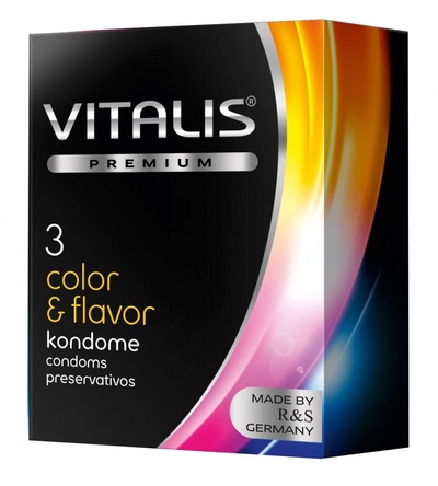 Цветные ароматизированные презервативы VITALIS PREMIUM color & flavor - 3 шт. (разноцветный) 