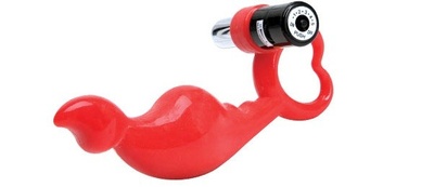 Красный силиконовый стимулятор с вибропулей на ручке Dream Toys 