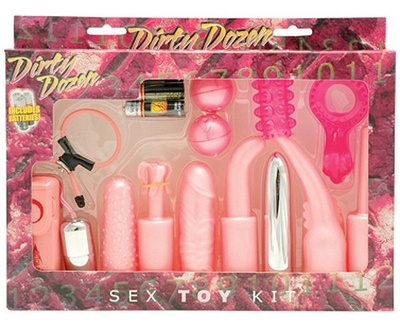Универсальный набор для анально-вагинальной стимуляции Dirty Dozen Seven Creations (розовый) 
