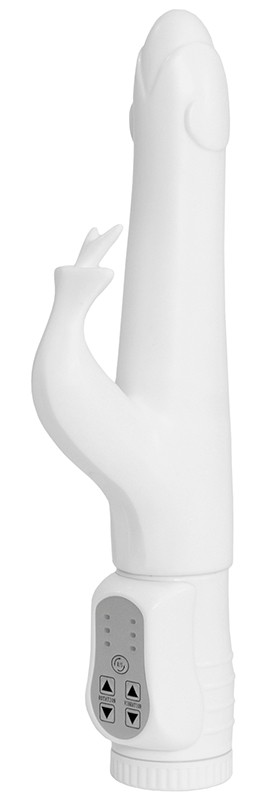 Белый вибратор с клиторальным отростком Kelsi - 18,5 см. Ree 