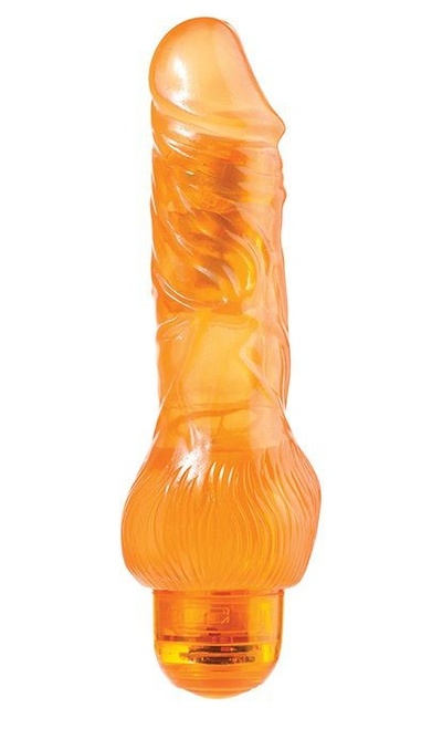 Оранжевый вибратор-реалистик JELLY JOY 7INCH 10 RHYTHMS ORANGE - 17,5 см. Dream Toys 