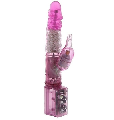 Розовый вибратор с клиторальным отростком JK UNDENIABLE 7.5 PEARL DIVER - 19 см. NMC 