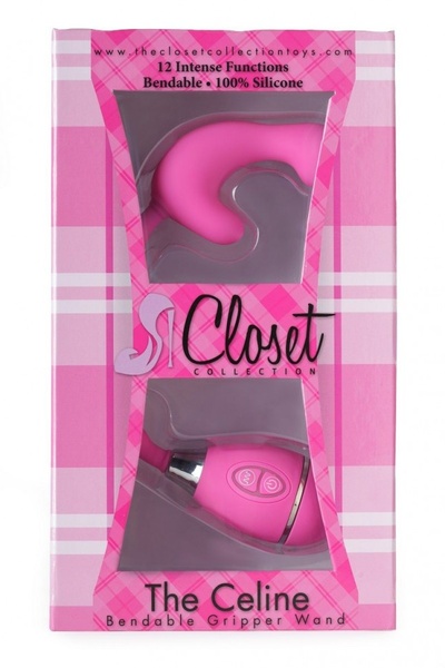 Розовый вибростимулятор на гибкой ручке THE CELINE GRIPPER Closet Collection 