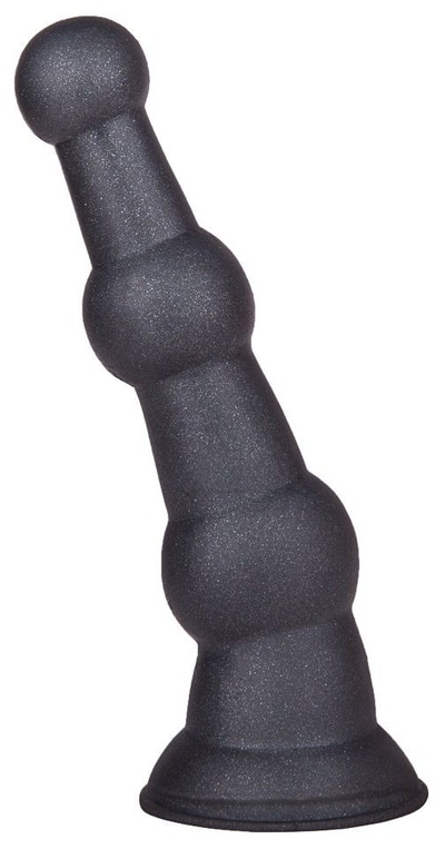 Анальная пробка платинового цвета с изгибом - 15 см. LOVETOY (А-Полимер) (черный) 