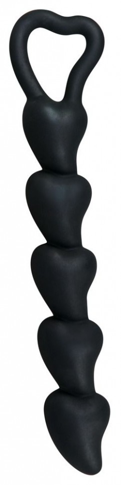 Чёрная анальная цепочка с звеньями-сердечками Black Velvet - 18,5 см. Orion (черный) 