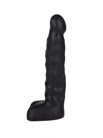 Чёрный анальный стимулятор с мошонкой - 14 см. Джага Джага (черный) 