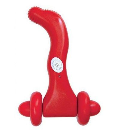Красный водонепроницаемый вибромассажёр с колёсиками - 12,7 см. Dream Toys 