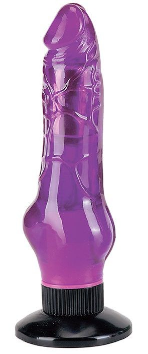 Фиолетовый водонепроницаемый вибромассажер на присоске - 17,5 см. Seven Creations 