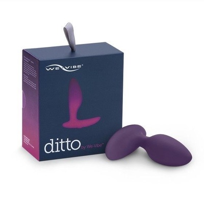 Фиолетовая анальная пробка для ношения Ditto с вибрацией и пультом ДУ - 8,8 см. We-Vibe (фиолетовый) 