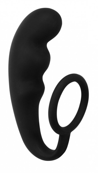 Чёрное эрекционное кольцо с анальным стимулятором Mountain Range Anal Plug Lola Games (черный) 
