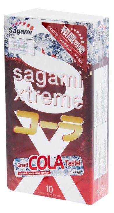 Ароматизированные презервативы Sagami Xtreme Cola - 10 шт. (прозрачный) 